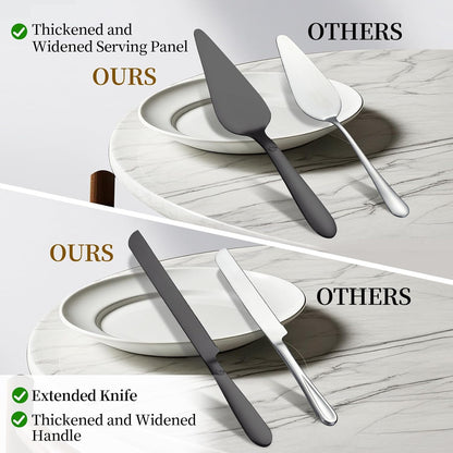 Cake Cutting Set for Wedding - Extended Cake Knife and Server Set Thickened Stainless Steel 13.0" Cake Cutter 10.49" Pie Spatula Great for Birthday Anniversary Christmas Gift 2 Pcs Silver