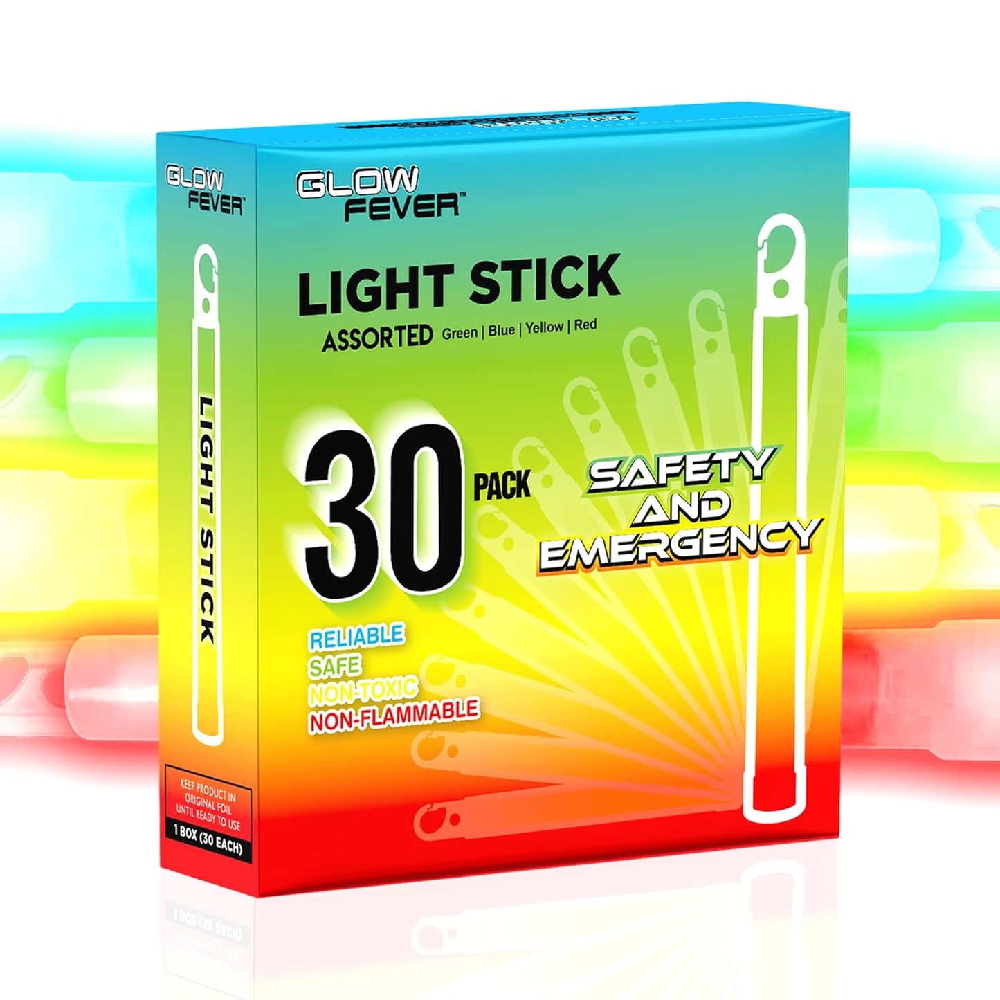 Glow Fever Emergency Safety Military Grade Glow Sticks, 30pcs 6'' Lightsticks, Light Up Ultra Bright with 12 Hours Duration. for Hiking Party Camping Blackouts Hurricane Shelter Survival Kit (Yellow)