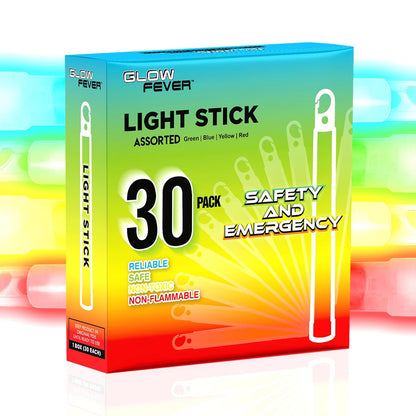 Glow Fever Emergency Safety Military Grade Glow Sticks, 30pcs 6'' Lightsticks, Light Up Ultra Bright with 12 Hours Duration. for Hiking Party Camping Blackouts Hurricane Shelter Survival Kit (Yellow)