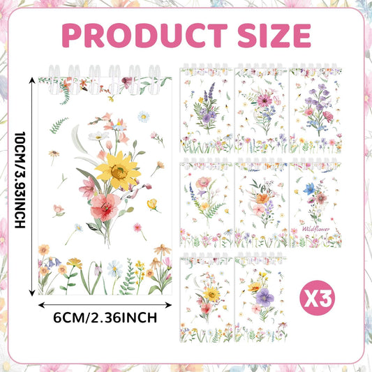 24 PCS Wildflower Mini Notebooks, Wildflower Flower Party Favors Pocket Notepads Journal Memo Spiral Notebooks for Birthday Party Supplies