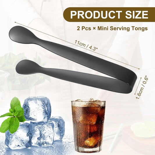 uxcell 2 Pcs Mini Serving Tongs, 4.3 Inch Kitchen Tong Stainless Steel Small Buffet Tongs Ice Sugar Tong for Serving Charcuterie Dessert Party Tea Party Bar Coffee, Gold