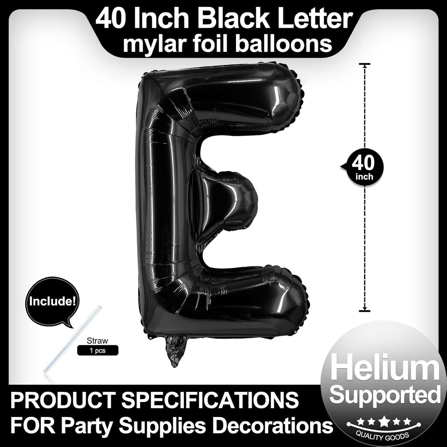 40 Inch Black Letter A Balloons, DIY Phrase Foil Alphabet Letter A Balloons DIY Word A Banner for Birthday Anniversary Celebration Graduation Party Supplies Decoration