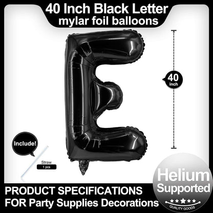 40 Inch Black Letter A Balloons, DIY Phrase Foil Alphabet Letter A Balloons DIY Word A Banner for Birthday Anniversary Celebration Graduation Party Supplies Decoration