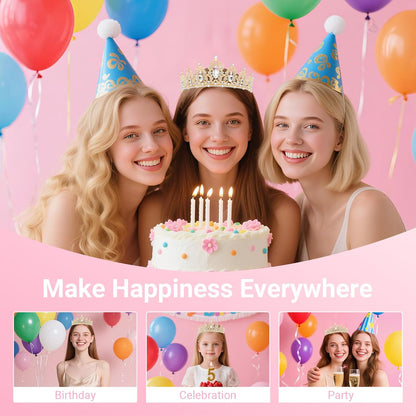 Birthday Tiara and Crown with Sash, Birthday Tiara for Women Party Silver