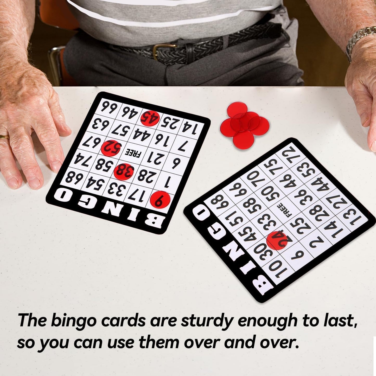 GSE Games & Sports Expert 100-Pack Multi-Color Bingo Game Cards with Easy Read Numbers, Reusable Paper Bingo Sheets for Large Groups, Family/Friend Parties