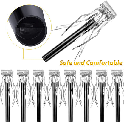 Skylety 18 Party Blower Noisemakers Glitter Birthday Noise Maker Squawkers Blowouts Whistles Fringed for Sport Events Musical Blowouts for Wedding 2026 Grad Party Supplies (Gold)