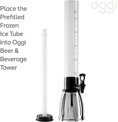 OGGI Beer Tower 88oz - Beverage Dispenser with Spigot & Ice Tube, Margarita Tower, Mimosa Tower, Perfect Drink Dispensers for Parties, Drink Tower, Holds 6 Pints of Beer – Stainless
