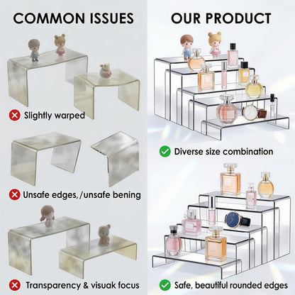 Fixwal 10pcs 2 Set Acrylic Risers for Display Clear Perfume Organizer Stands Acrylic Display Risers for Show Figures, Cupcake, Jewelry, Toys, Perfume and More (Large Size)