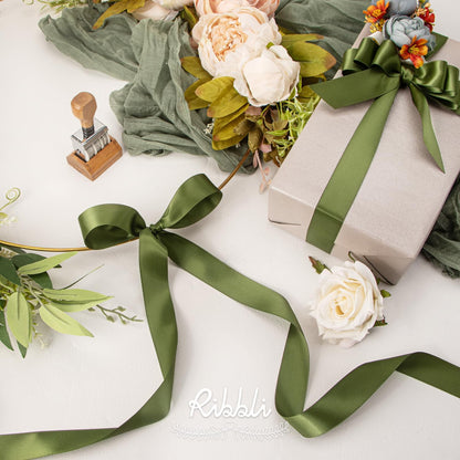 Ribbli Double Faced White Satin Ribbon,3/8” x Continuous 25 Yards,Fabric Ribbon use for Bows Bouquet,Gift Wrapping,Floral Arrangement