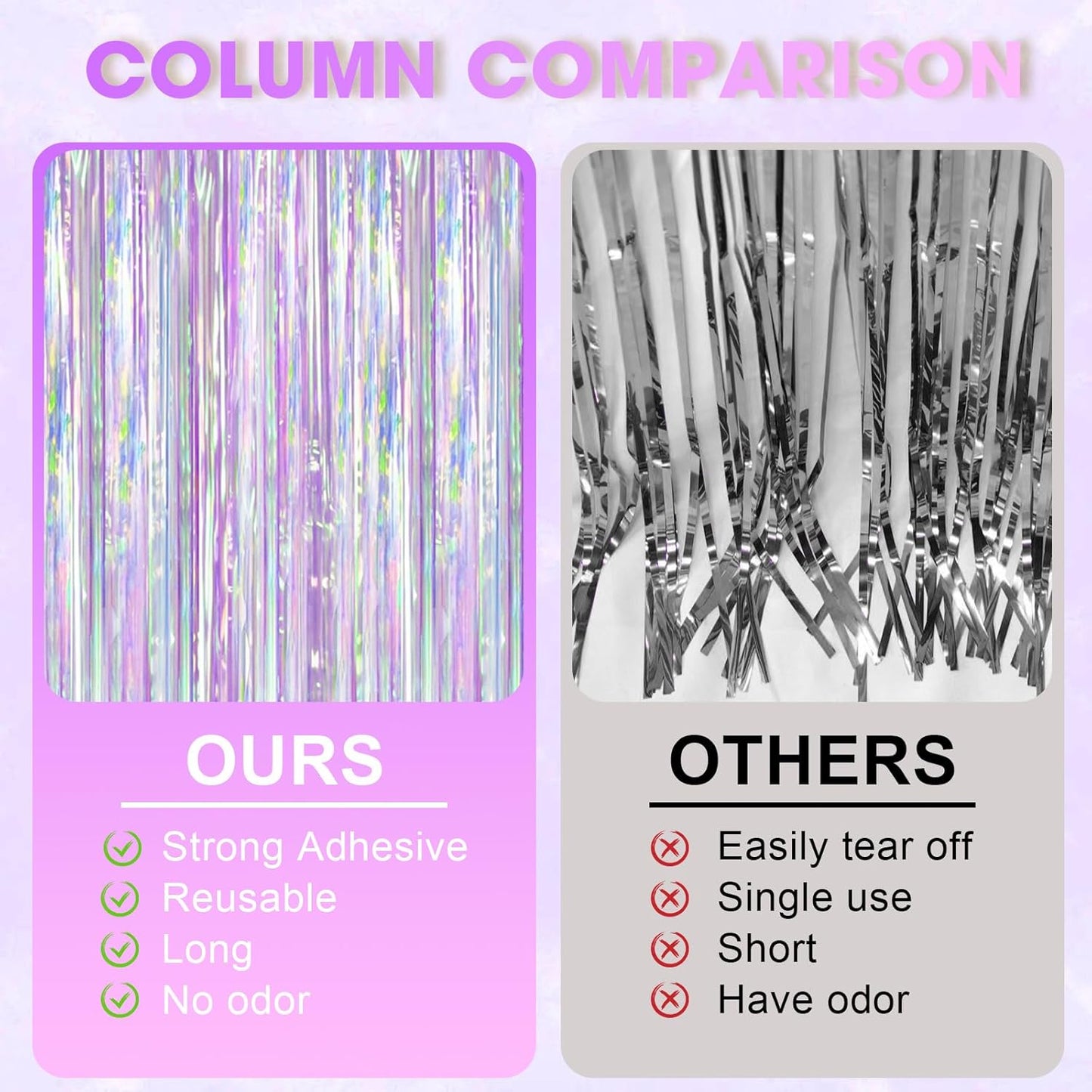 Voircoloria 3 Pack 3.3x8.2 Feet Gold Foil Fringe Backdrop Curtains, Tinsel Streamers, Fringe Backdrop for 2025 New Years Eve, Graduation, Birthday, Baby Shower, Gender Reveal, Disco Party - Colors A