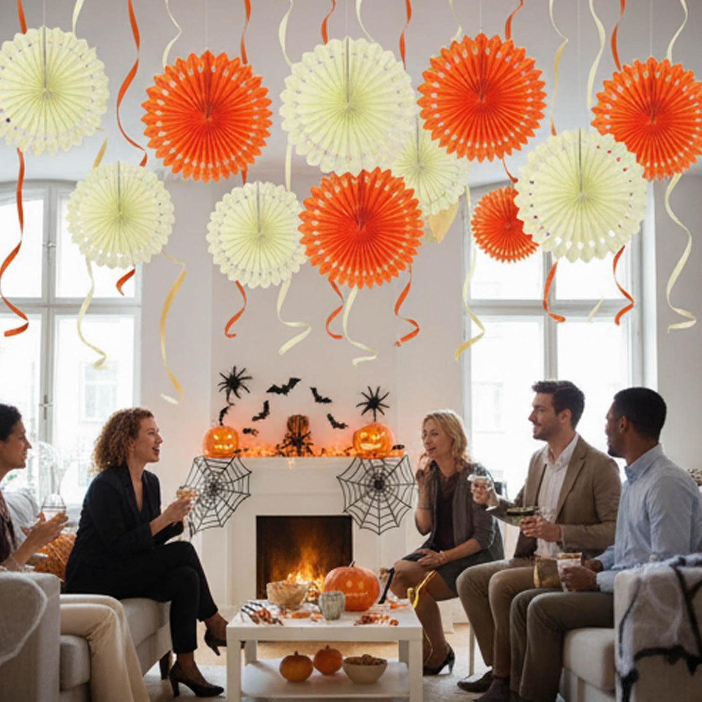 12PCS Colourful Paper Fans Party Decorations,Rainbow Hanging Ceiling Honeycomb Round Tissue Paper Fans for Mexican Engagement Fiesta Cinco De Mayo Party Decorations