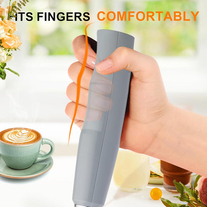 YUSWKO Black Handheld Milk Frother Wand for Coffee, Rechargeable Electric Whisk with 3 Heads 3 Speeds Drink Mixer Coffee Frother For Latte, Cappuccino, Hot Chocolate, Egg