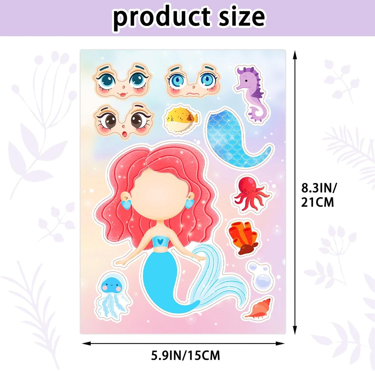 24 Sheets 8.3''×5.9'' Make Your Own Ice Cream Stickers for Toddlers Kids Party Favors, Make a Face Stickers for Kids Activities Supplies Crafts