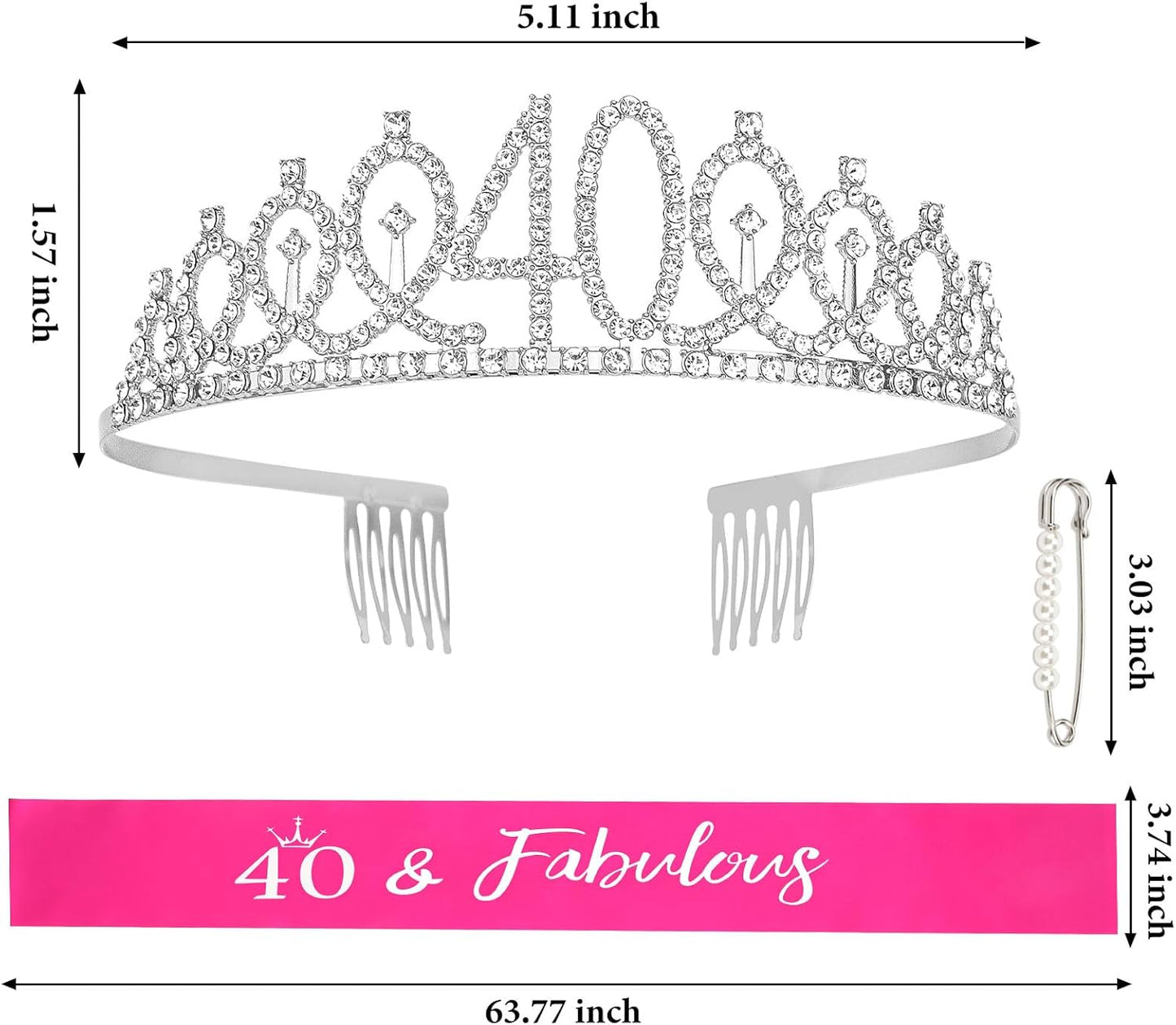 CAVETEE Silver Birthday Crown for Girls Birthday Decorations Birthday Gifts for Women and Girls