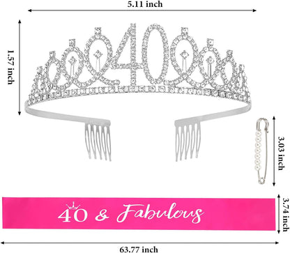 CAVETEE Silver Birthday Crown for Girls Birthday Decorations Birthday Gifts for Women and Girls