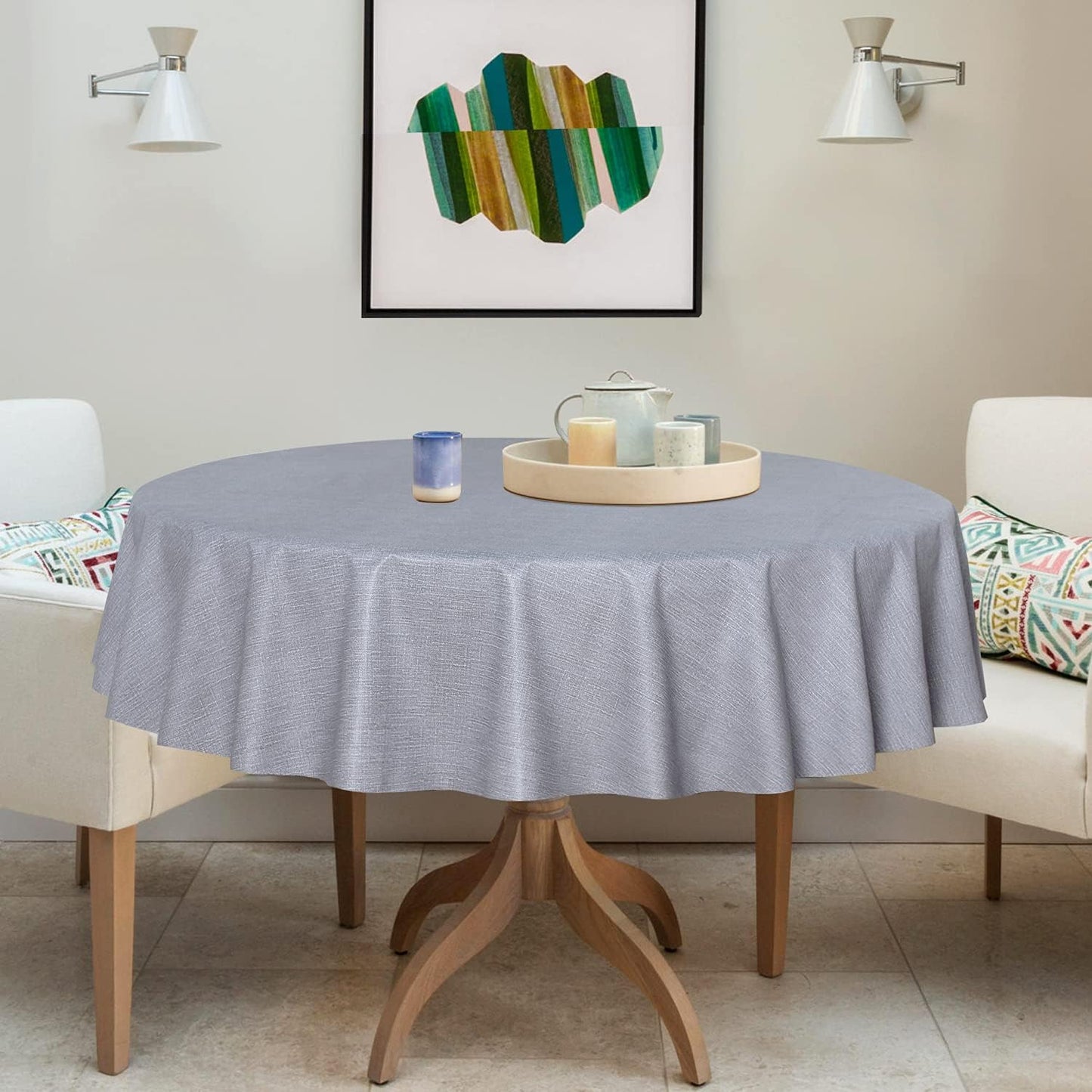 sancua Clear Plastic 100% Waterproof Tablecloth - 54 x 78 Inch - Vinyl PVC Rectangle Table Cloth Protector Oil Spill Proof Wipe Clean Table Cover for Dining Tables, Parties & Camping, Crystal Clear