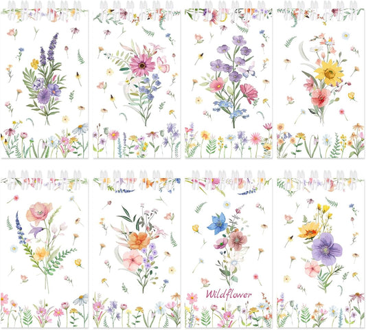 24 PCS Wildflower Mini Notebooks, Wildflower Flower Party Favors Pocket Notepads Journal Memo Spiral Notebooks for Birthday Party Supplies