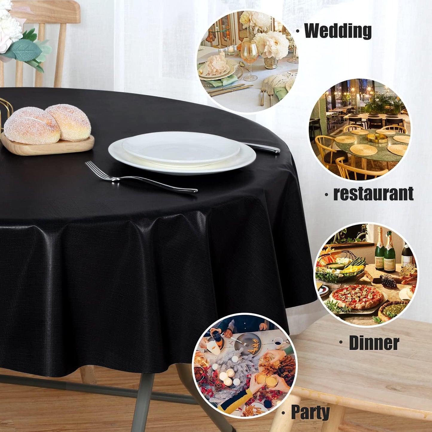 sancua Clear Plastic 100% Waterproof Tablecloth - 54 x 78 Inch - Vinyl PVC Rectangle Table Cloth Protector Oil Spill Proof Wipe Clean Table Cover for Dining Tables, Parties & Camping, Crystal Clear