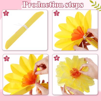 Watersay 12 Pcs 10" 20" Giant Mexican Fiesta Paper Flowers Colorful Tissue Crepe Flowers Pom Poms Craft for Floral Party Backdrop Wedding Birthday Party (Dusty Color)