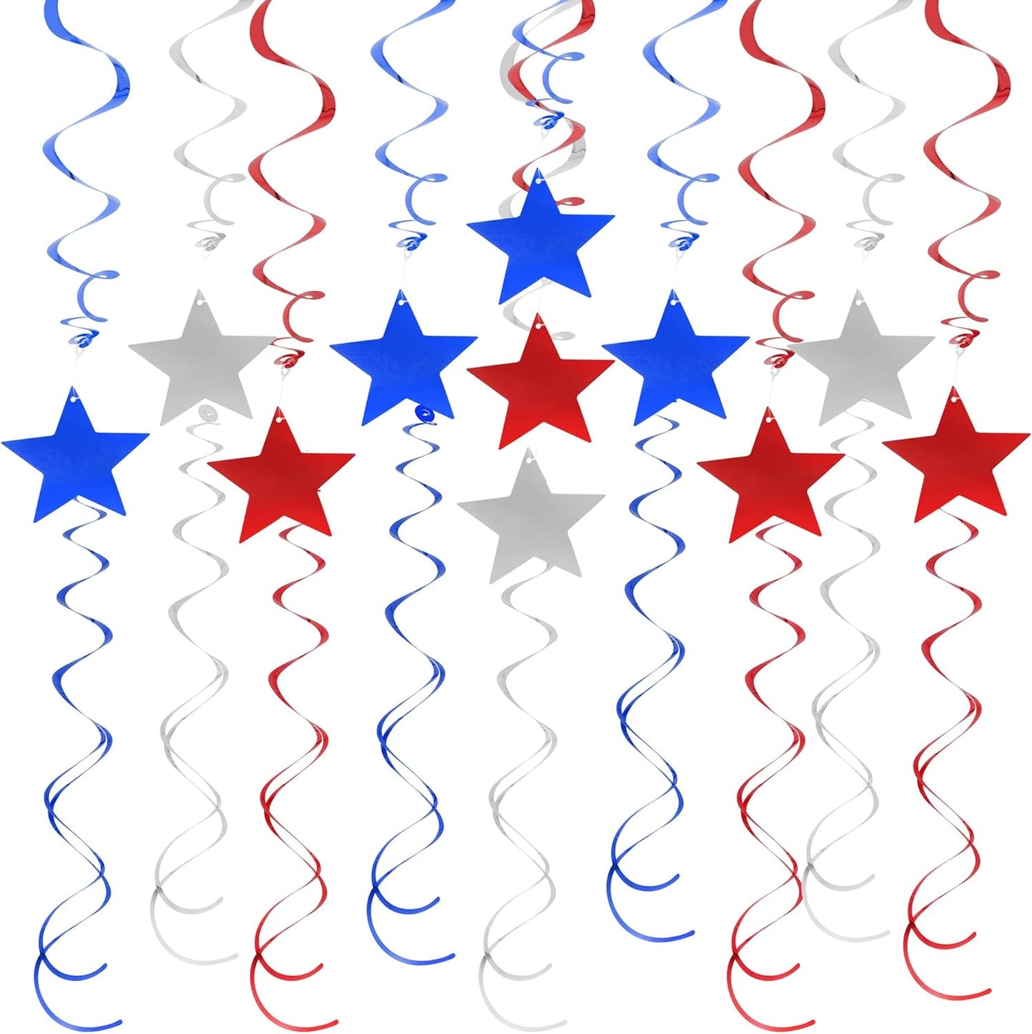 jiebor 60Pcs Red White and Blue Decorations Star Swirl Garland Banner Hanging for Memorial Day 4th of July Independence Day Labor Day Home Party Decorations