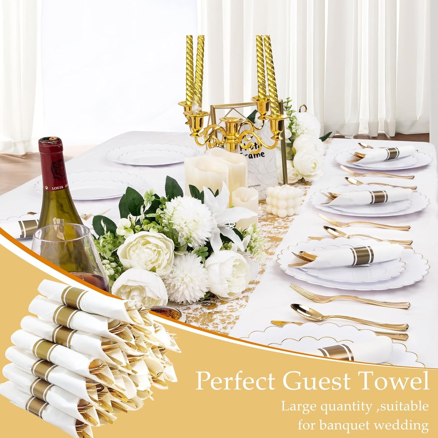 Supernal 240 Silver Plastic Silverware Set - 60 Sets Pre Rolled Napkins with Cutlery - Mirror Polished Real Look Disposable Silver Utensils- Elegant Heavy Duty Flatware for Weddings & Catering