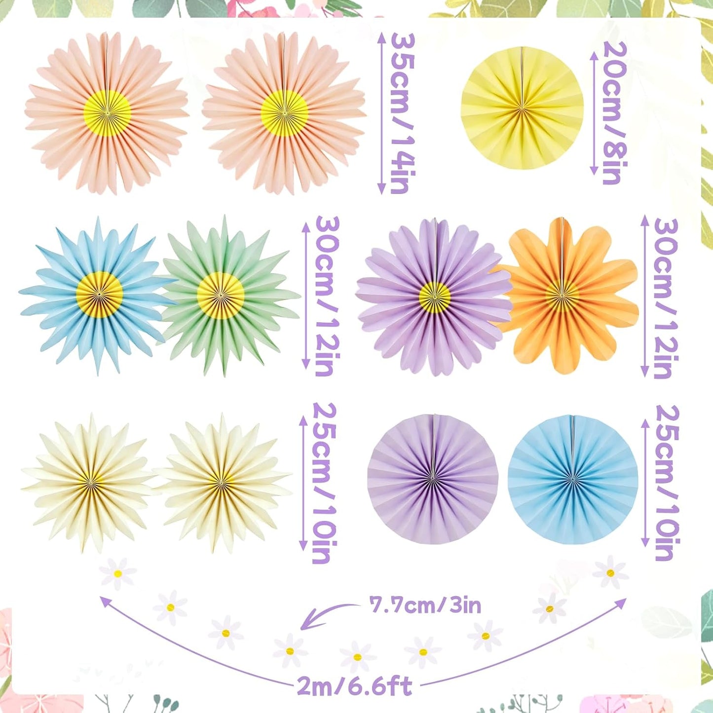 PAPER JAZZ Paper Flowers with Paper Fan Boho Hanging Decor Artificial Flowers Decorations for Wall Pink and Orange Party Decorations for Classroom, Beach Party, Summer Birthday Party Pack of 11.