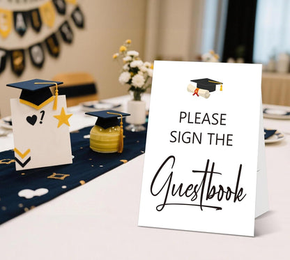 Graduation Tabletop Sign, Guestbook Sign, Include One 8×11 Signs with Holder, Graduation Party Signs for Class of 2026, High School College Grad Decoration - QF02