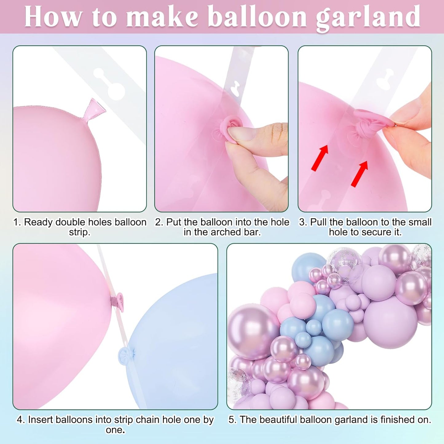 Amandir 153pcs Purple Blue Pink Balloon Garland Arch Kit, Different Sizes 18 12 10 5 inch Teal Yellow Latex Metallic Confetti Balloons for Magic Birthday Engagement Party Decoration