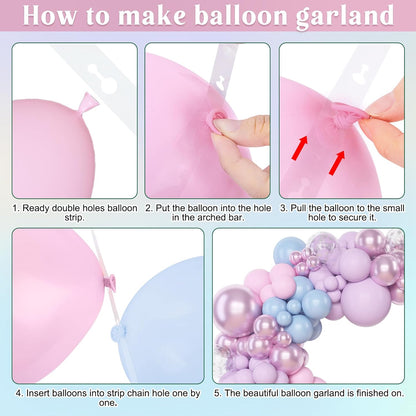 Amandir 153pcs Purple Blue Pink Balloon Garland Arch Kit, Different Sizes 18 12 10 5 inch Teal Yellow Latex Metallic Confetti Balloons for Magic Birthday Engagement Party Decoration