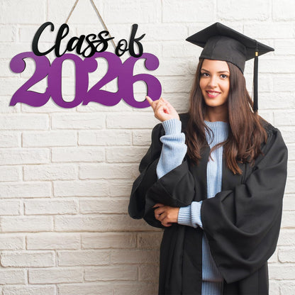 Class of 2026 Wooden Sign Graduation Party Decorations 2026 White Graduation Photo Booth Prop Senior2026 Sign for High School College Party