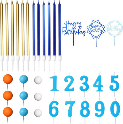 Yerliker 34 Pcs Happy Birthday Cake Toppers Decorations Birthday Candles DIY Cake Decor for Men Women Wedding Anniversary(Gold)