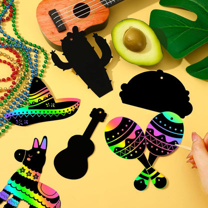 JULMELON 36 PCS Ocean Crafts, Rainbow Scratch Art Under The Sea Party Favors DIY Magic Color Summer Ocean Animals Scratch Cards for Summer Party Favors School Activities