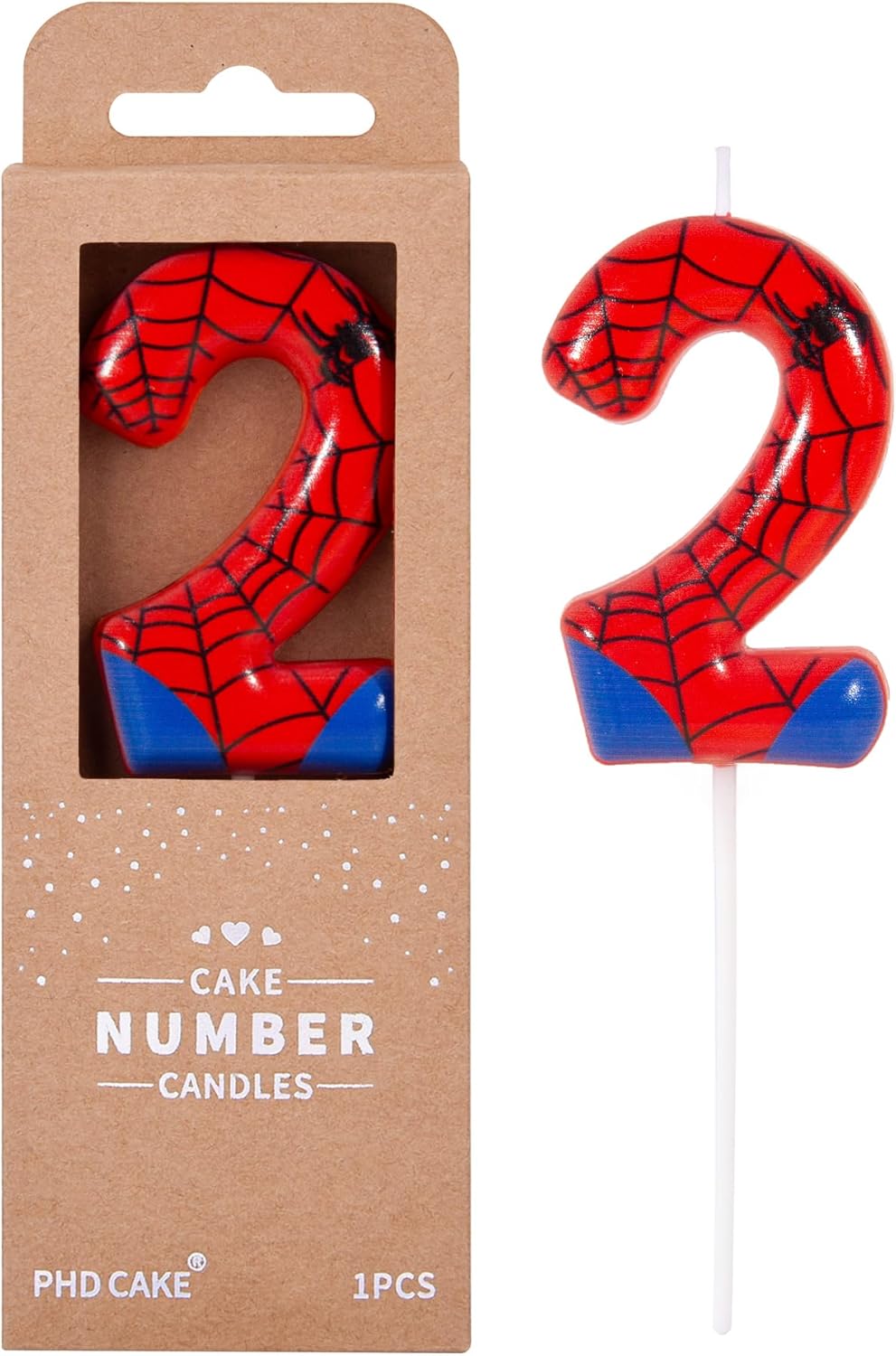 PHD CAKE 2.76 Inch Number 3 Spider Birthday Candles, Spider Cartoon Themed Number Candles, Cake Number Candles, Party Celebration