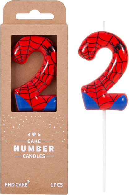 PHD CAKE 2.76 Inch Number 3 Spider Birthday Candles, Spider Cartoon Themed Number Candles, Cake Number Candles, Party Celebration