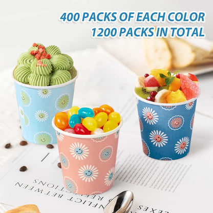 SIUQ 300 Pack Paper Cups 8 oz, Disposable Coffee Cups, Paper Coffee Cups 8 oz, Colourful Hot/Cold Beverage Drinking Cup for Water Juice or Tea, Office Party Home Travel - Daisy