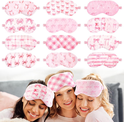 Cuffbow 12 Pcs Plush Sleeping Eye Masks Bulk Comfortable Sleep Eye Cover Mask for Kids Women Men Soft Furry Blindfold Faux Fur Shade for Travel Nap Sleepover Party Supplies(Rainbow)