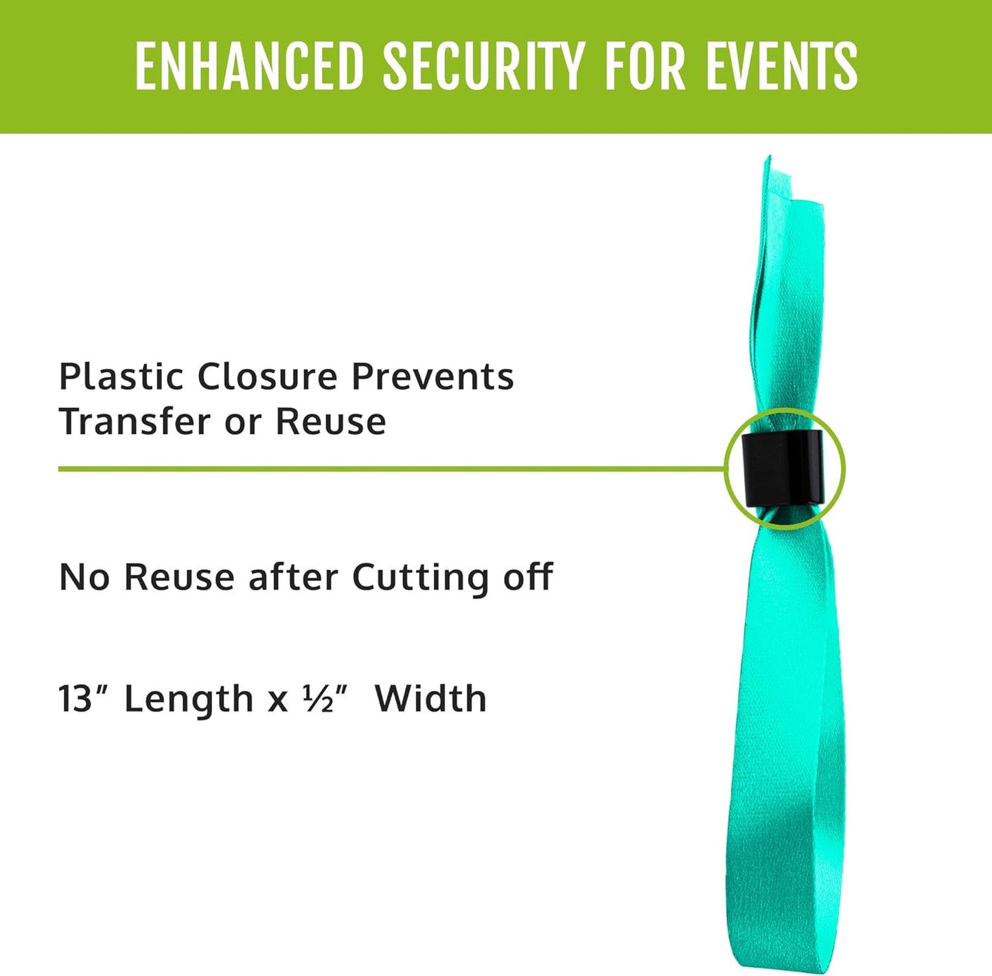 Wristco 100 Blue Cloth Event Wristbands – Plastic Closure to Prevent Transfer or Reuse – Premium-Grade Fabric Bracelets for Party Entry, Summer Camp, VIP Identification, Drink Ticket ID