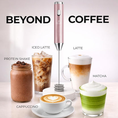 Zulay Kitchen Powerful Milk Frother Wand With Duracell Batteries - Ultra Fast Handheld Drink Mixer - Electric Whisk Foam Maker for Coffee, Lattes, Cappuccino & Matcha - Z1 Motor - Black - Colors B
