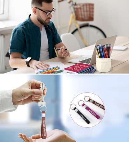 PerKoop 48 Pcs Inspirational Gifts Bulk Motivational Notepads Ballpoint Pens Keychains Set Modern Farmhouse Journal Notebooks Christian Gifts for Teachers School Office Party Favor Supplies