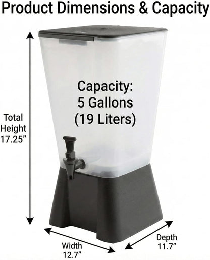 Beverage Dispenser 5 Gallon Drink Dispenser with Spigot, Juice Dispensers for Parties, Black Base
