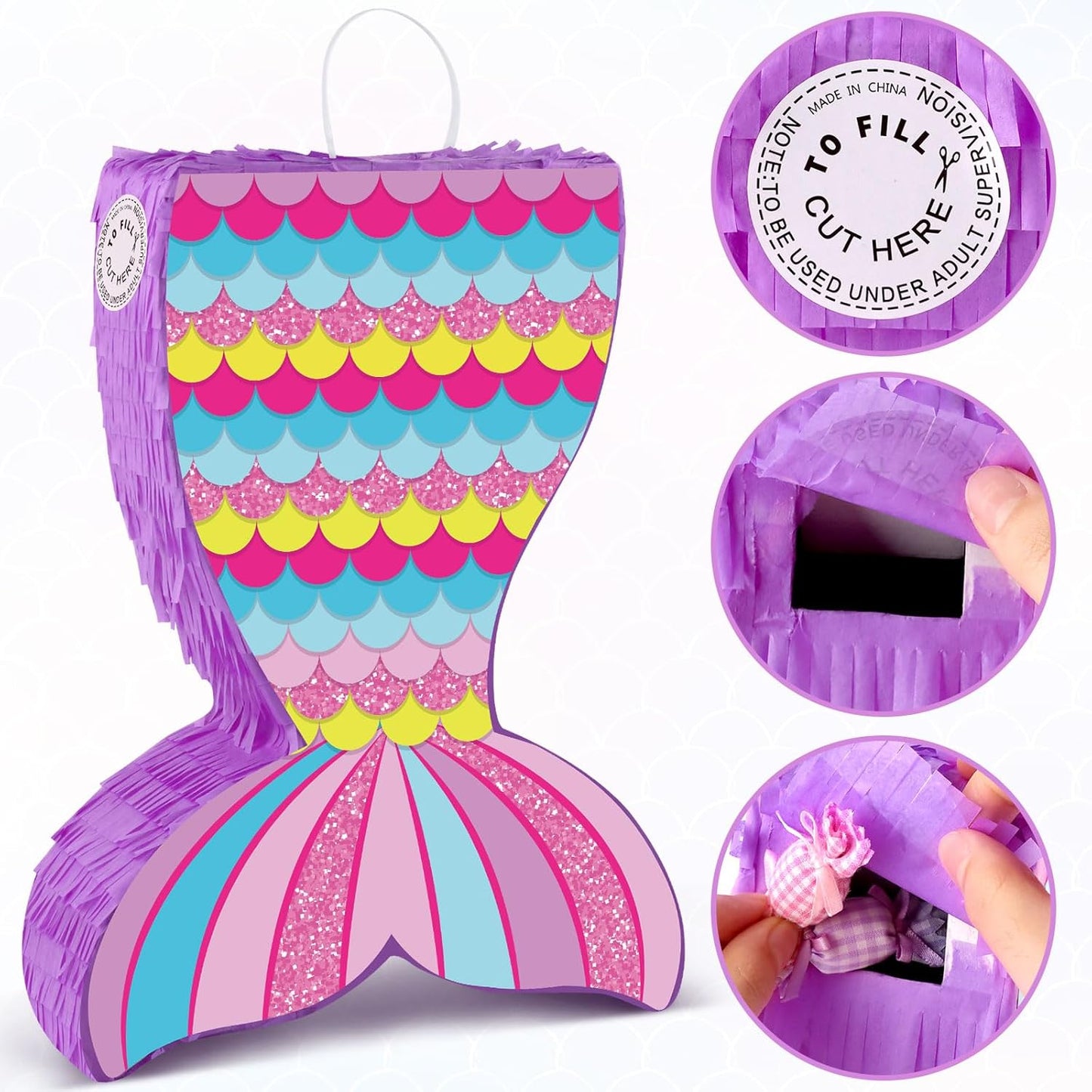 Hooqict Mexican Pinata with Blindfold and Bat Stick Party Pinata for Fiesta Carnival Cinco de Mayo Decorations Kids Adults Mexican Party Games Birthday Party Supplies