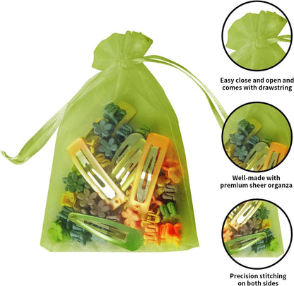 100PCS White Organza Bags, 4x6 Inch Small Mesh Bags Drawstring, Jewelry Gift Bags for Easter, Party, Festival, Bathroom Soaps, Makeup