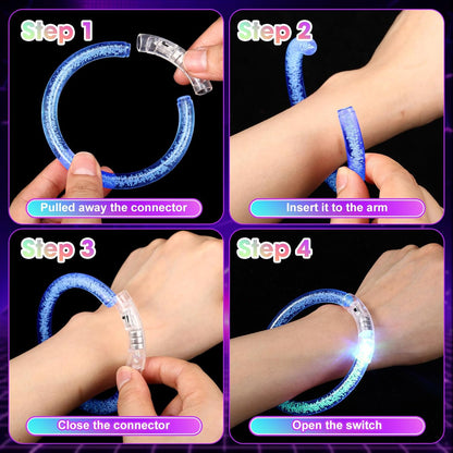 Honoson 96 Pack Glow in the Dark Party Supplies, Light up Glasses LED Bracelets, Neon Favor Flashing Bulk Gift for Adult (Vibrant Color)