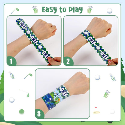 Serencatcher 48PCS Golf Slap Bracelets Bulk, Golf Party Favors Golf Themed Slap Wristbands for Golf Birthday Party Decorations Supplies Gifts Par-Tee Time Golf Decorations
