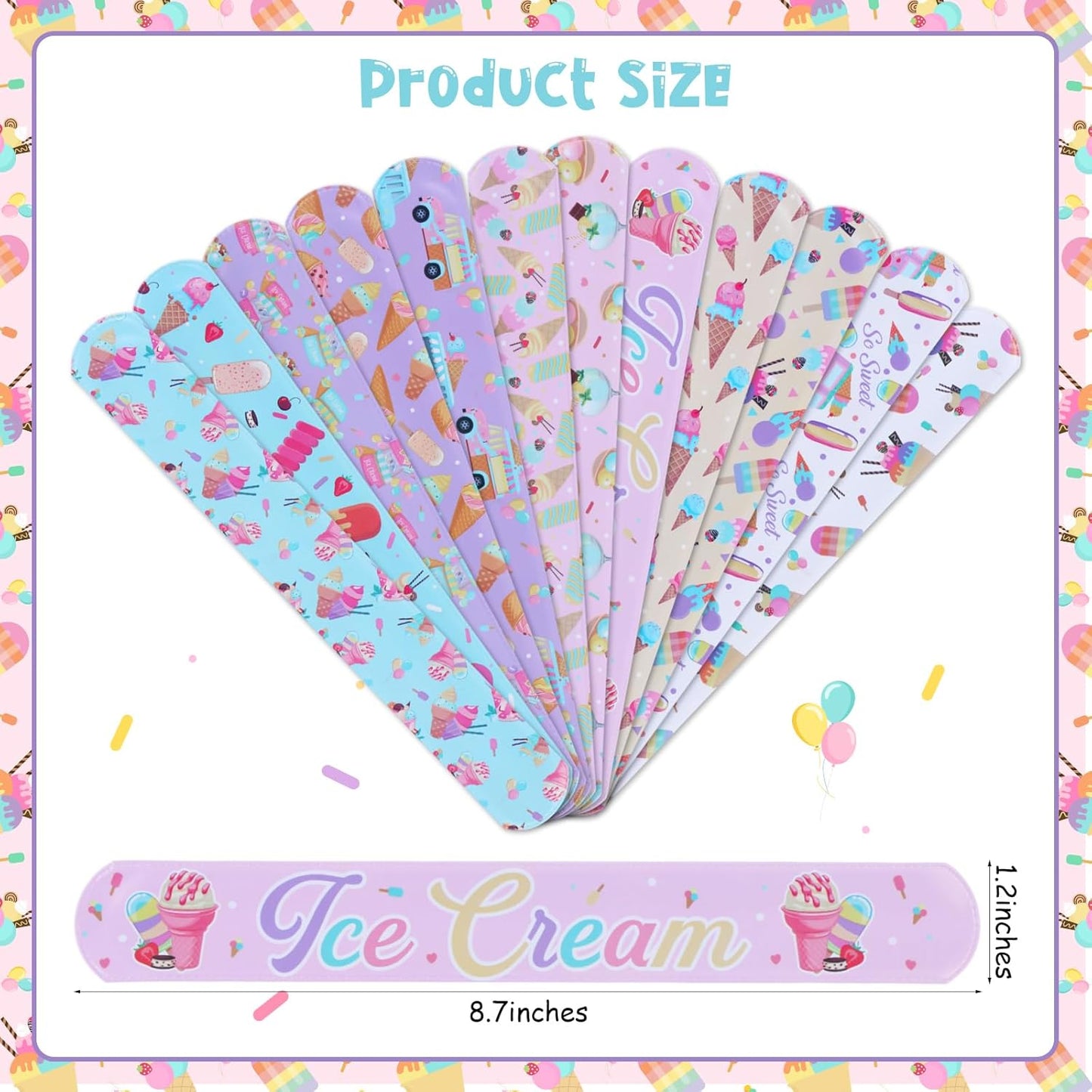 Serencatcher 48pcs Slap Bracelets Party Favors for Birthday Baby Shower Party Supplies Gifts