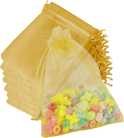 Organza Bags, Organza Bags 5 x 7 Inch, 50 Pcs White Sheer Party Favor Mesh Bag with Drawstring, Small Jewelry Gift Candy Bag for Wedding Christmas Birthday Halloween Graduation Party Favors Supplies