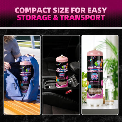 Portable Mini Helium Tank for Balloons at Home - Fills Up To 30+ Latex Balloons, Compact Disposable Helium for Long Float Time for Party, Compact & Easy Storage