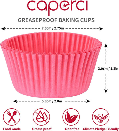 Caperci Standard White Cupcake Liners 500 Count, No Smell, Food Grade & Grease-Proof Baking Cups Paper