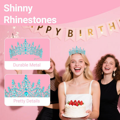 Tiara Crown for Women, Headband Hair Accessories for Birthday Wedding Party Costume Pink