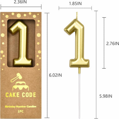 2.76 Inch Classical Gold 5 Number Birthday Candles, Gold Number Candles, Cake Number Candles, Party Celebration